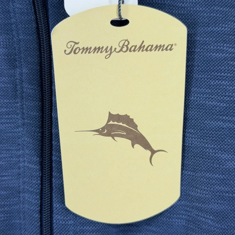 Tommy Bahama Via Del Mar Half Zip Pullover Men's M‎ Ocean Deep Heather Blue